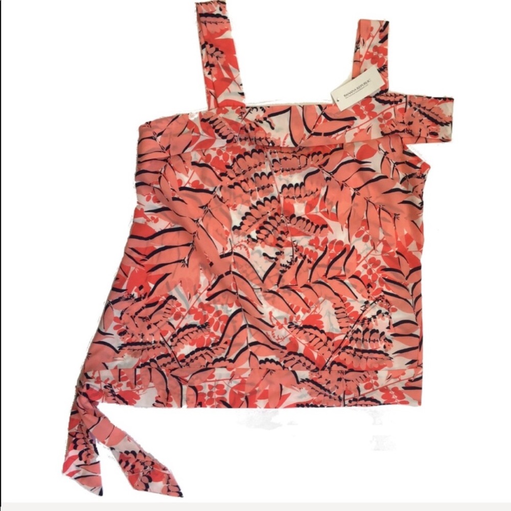 Banana Republic Asymmetrical Pink Palm Print Top S